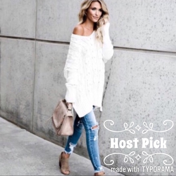 Sweaters - Last 1️⃣ White Oversized Cable Knit Sweater